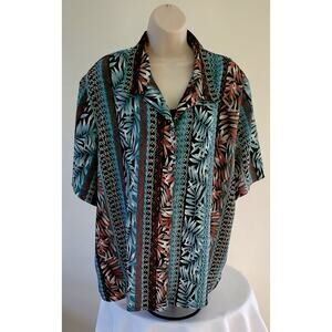 ALIA Women's Hawaiian print Button-front Blouse/shirt-Size 24W-Nice!